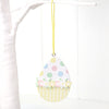 7cm Yellow Dotty Floral Wooden Easter Tree Decoration Hanging Ornament | Gisela Graham
