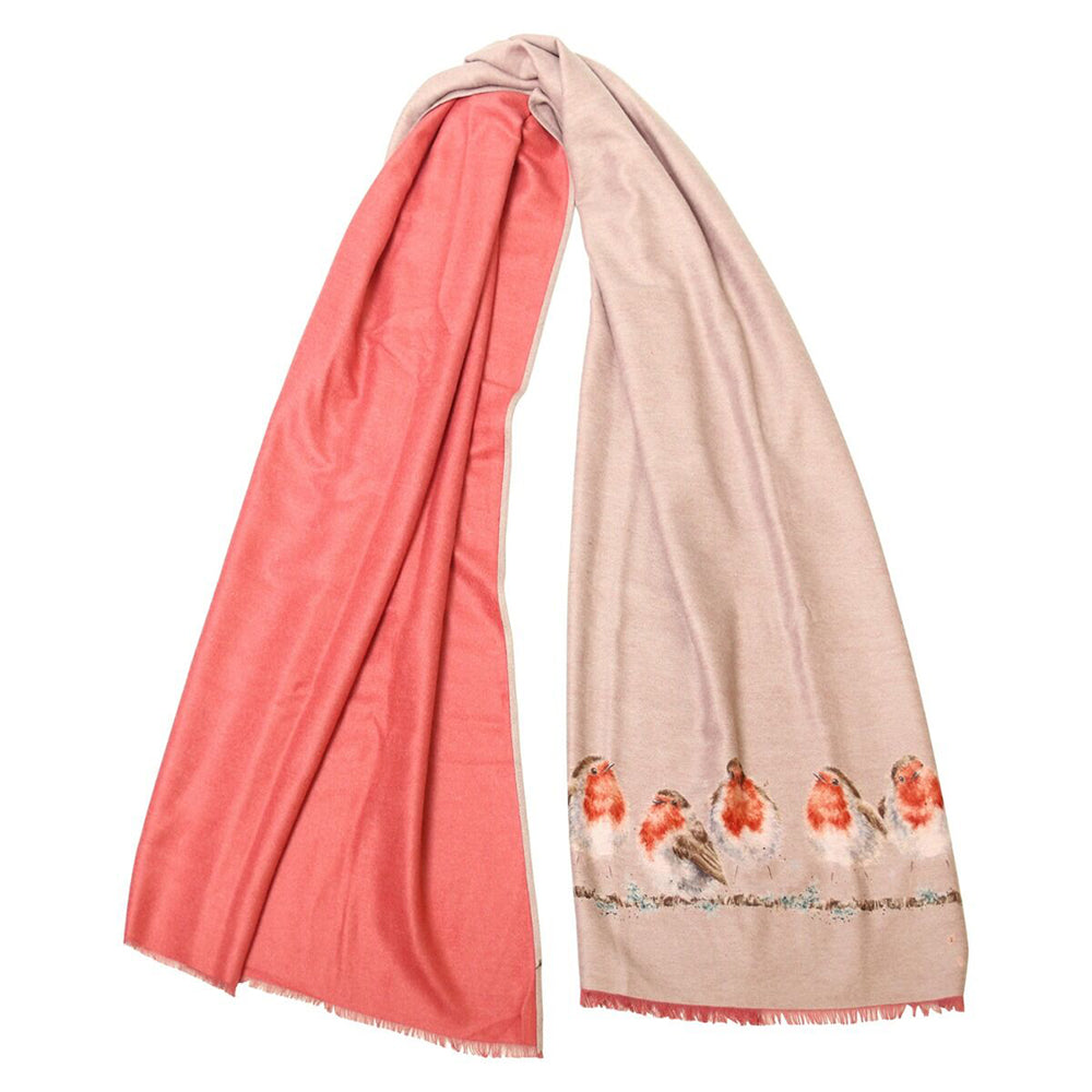  Jolly Robin | Ladies Pink Winter Scarf | Wrendale Designs