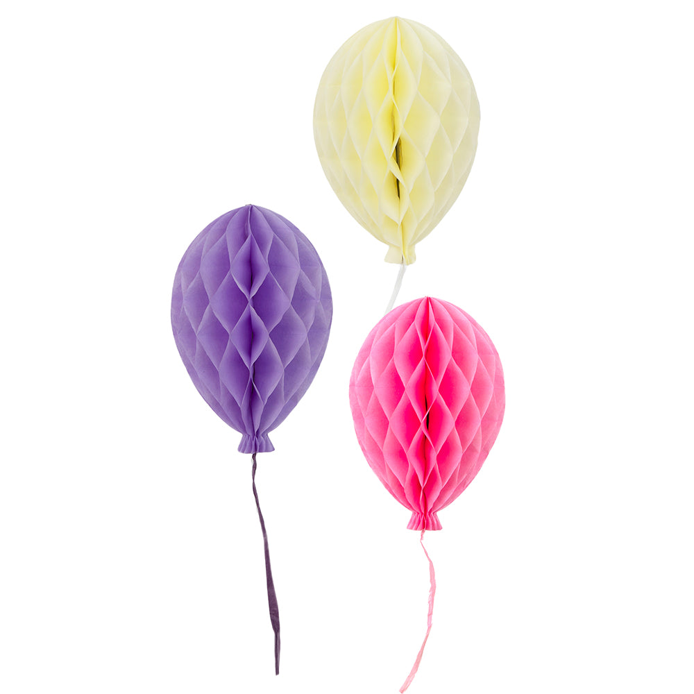  Trio of Paper Honeycomb Balloons | Party & Room Decorations | Pastel Colours